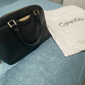Calvin Klein Black Satchel with Gold Hardware